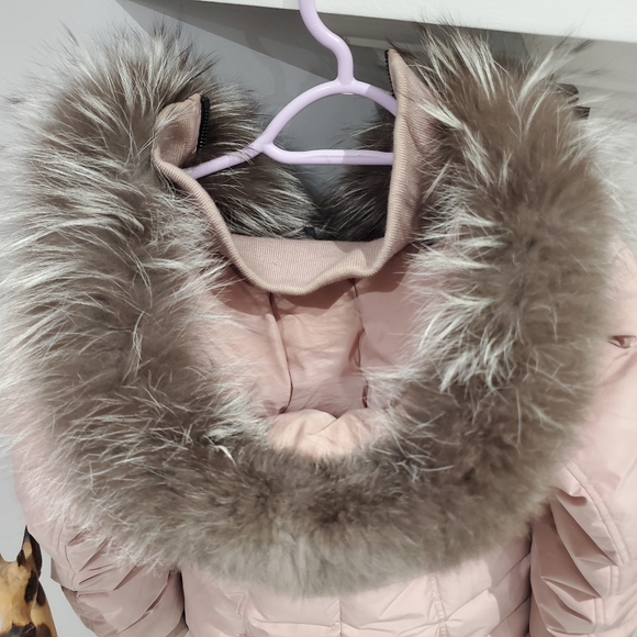 MACKAGE Soft Pink Adali Silver Fox Fur Signature Collar Down Coat - Picture 12 of 16